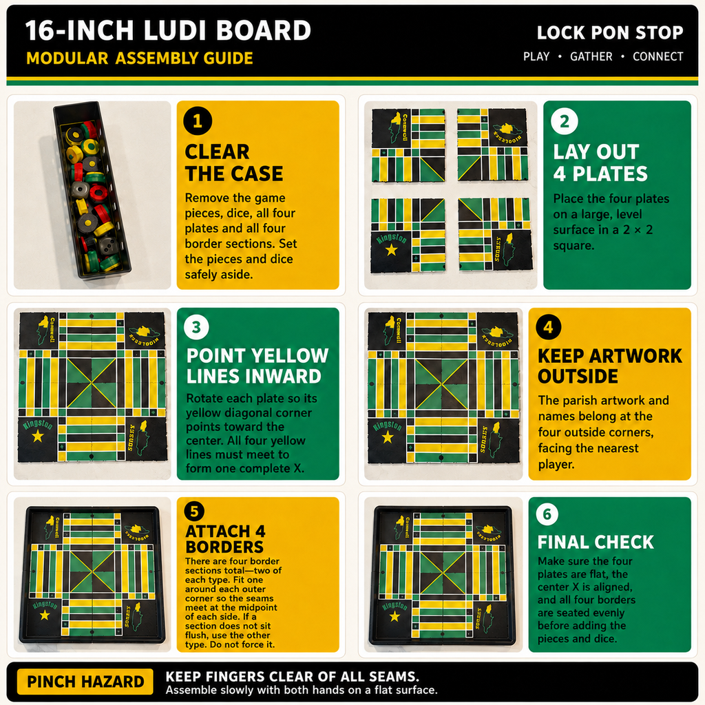 16" × 16" Non-Magnetic Modular Ludi Board
