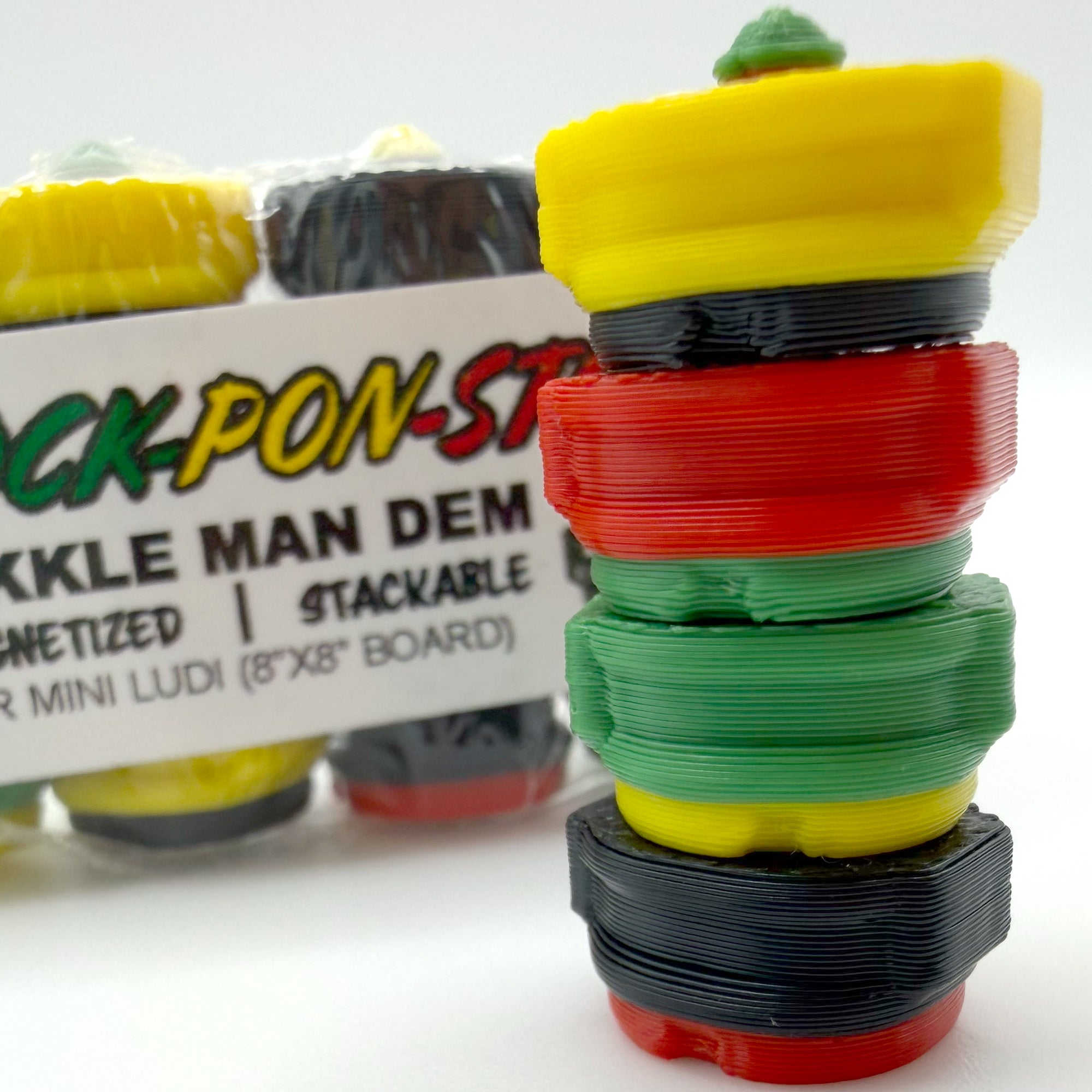 Lock Pon Stop "Likkle Man Dem" Magnetic Ludi Pieces (16-Pack)