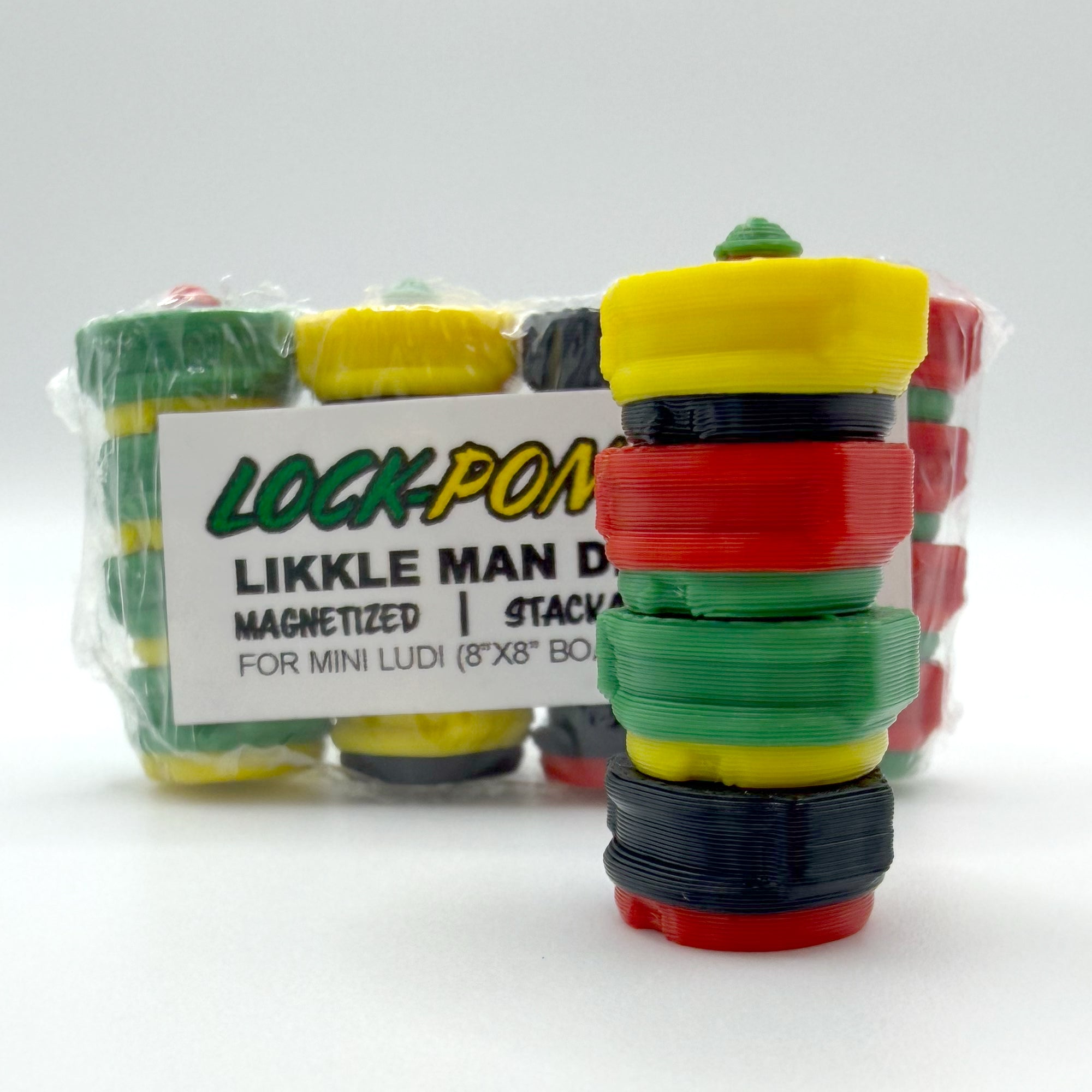 Lock Pon Stop "Likkle Man Dem" Magnetic Ludi Pieces (16-Pack)