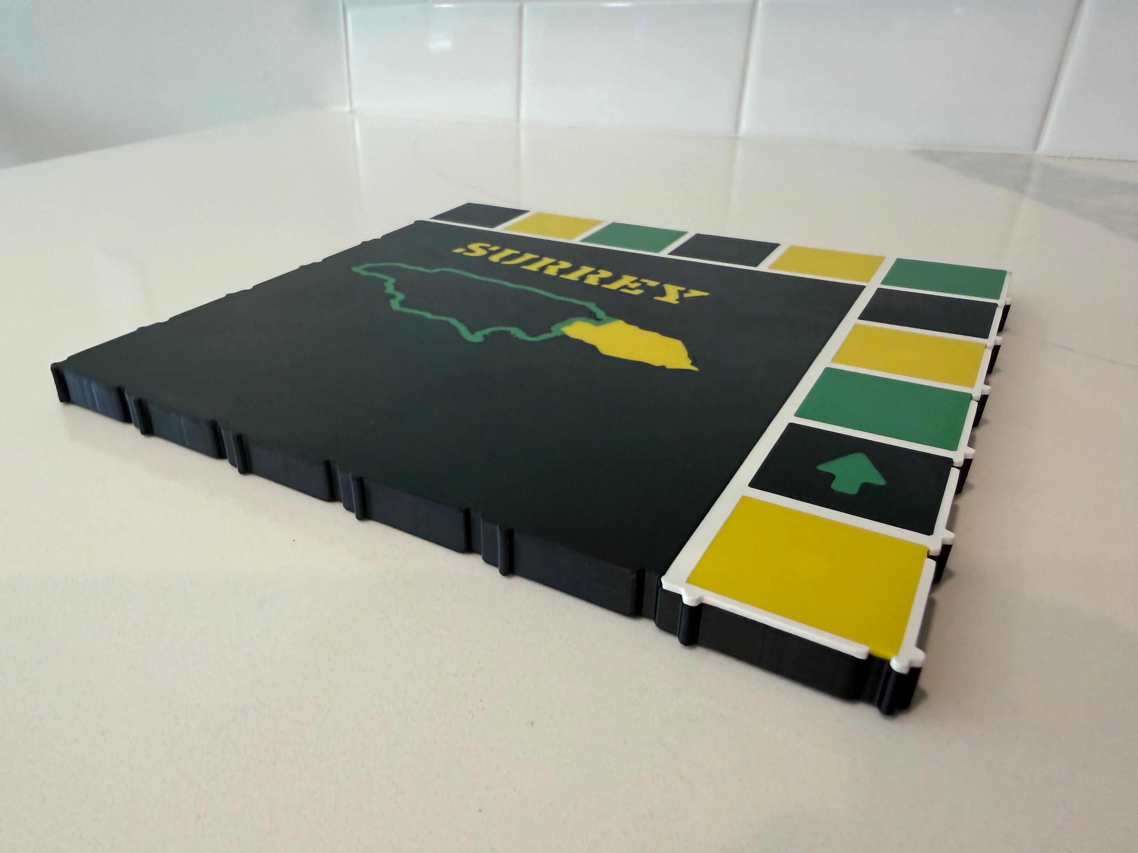 Surrey corner module for the Lock Pon Stop 24x24 Modular Magnetic Ludi Board, featuring a parish-inspired home base, precision snap-together connections, built-in magnetic alignment, and durable ASA construction for years of gameplay.
