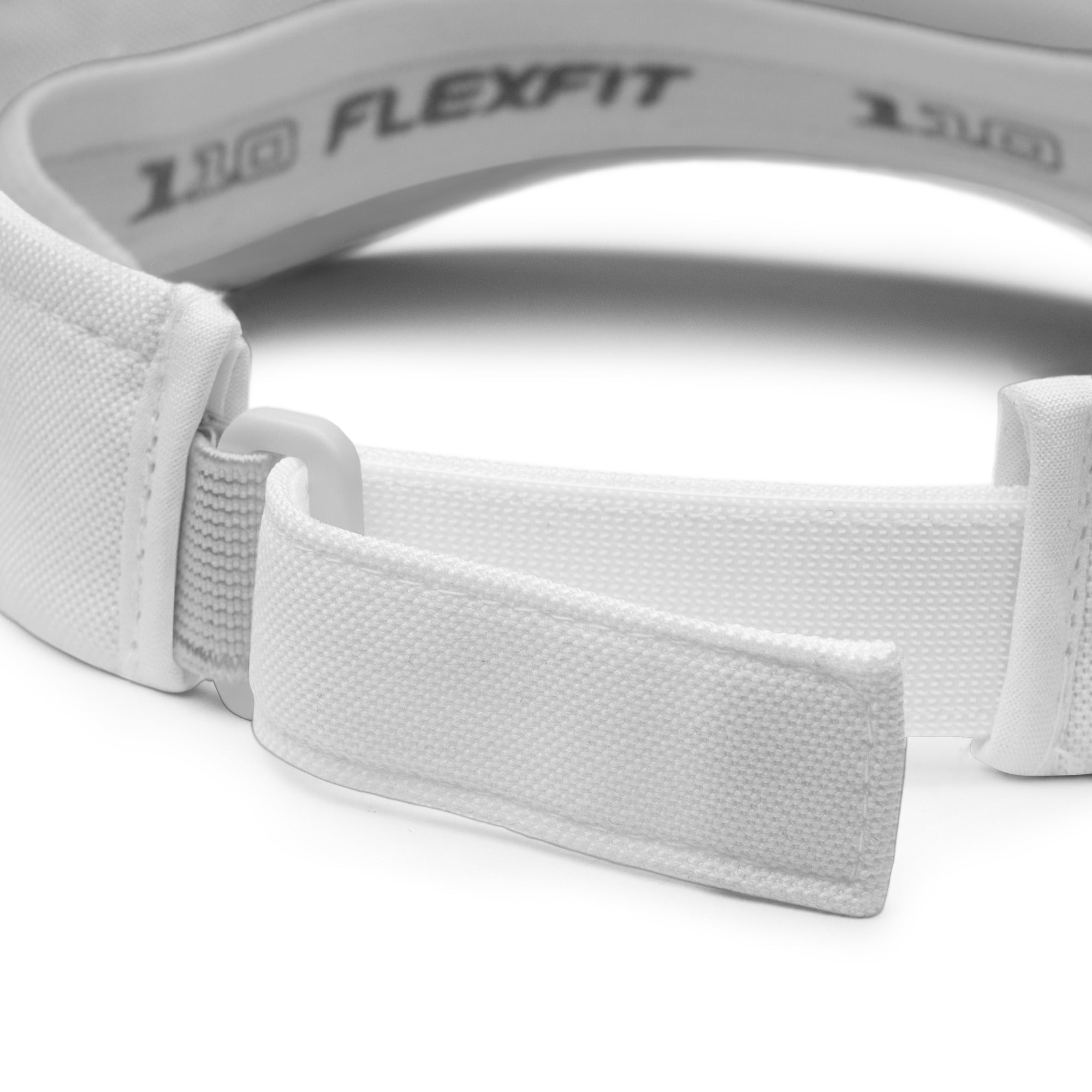 Back view of the white Jamaican heart visor with an adjustable closure.