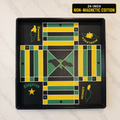 24-inch non-magnetic Lock Pon Stop Jamaican Ludi board in black, green and yellow, shown fully assembled.