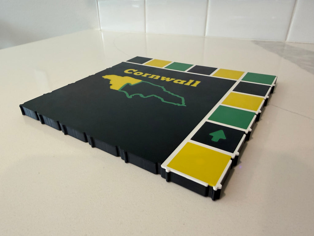 Cornwall corner module for the Lock Pon Stop 24x24 Modular Magnetic Ludi Board, featuring a parish-inspired home base, precision snap-together connections, built-in magnetic alignment, and durable ASA construction for years of reliable gameplay.